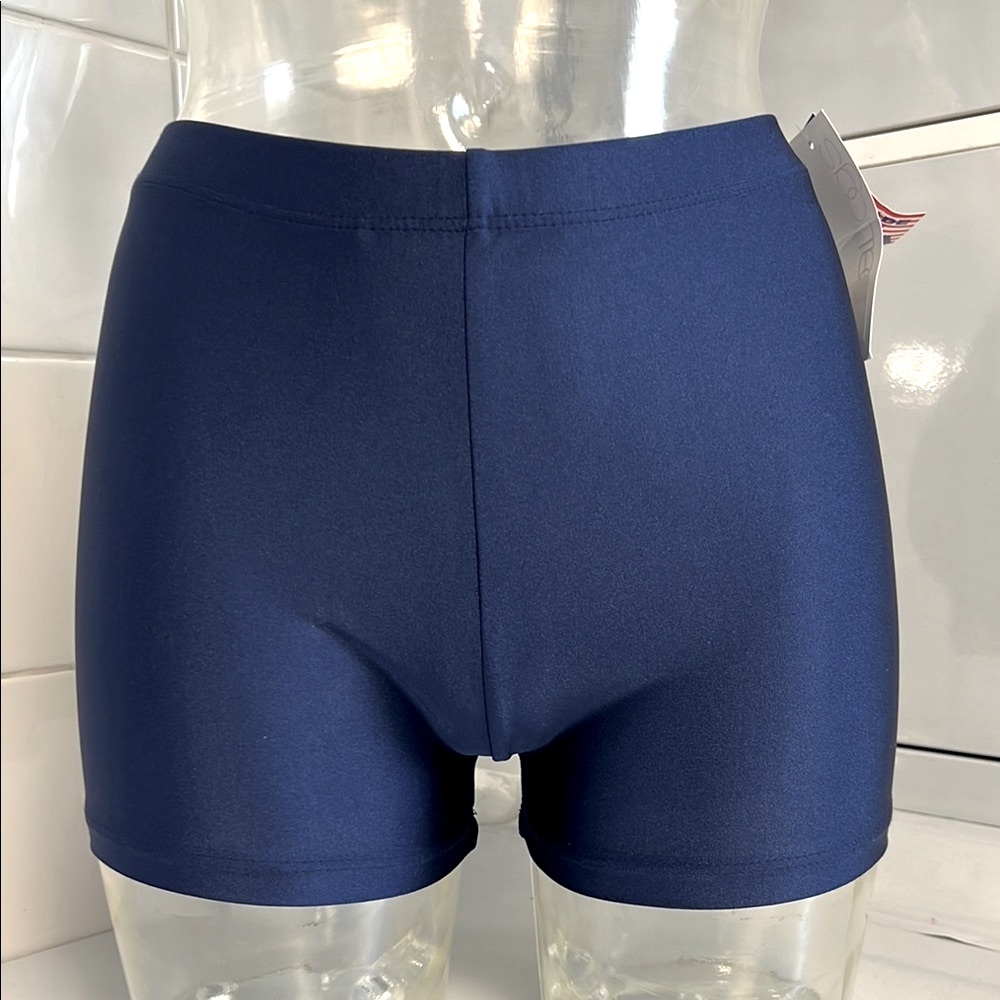 Navy Blue Shimmery Spandex Dance Shorts S NWT